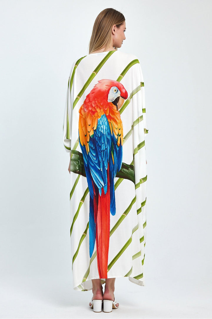 (4P.PACK) Parrot Print Oversized Maxi Dress